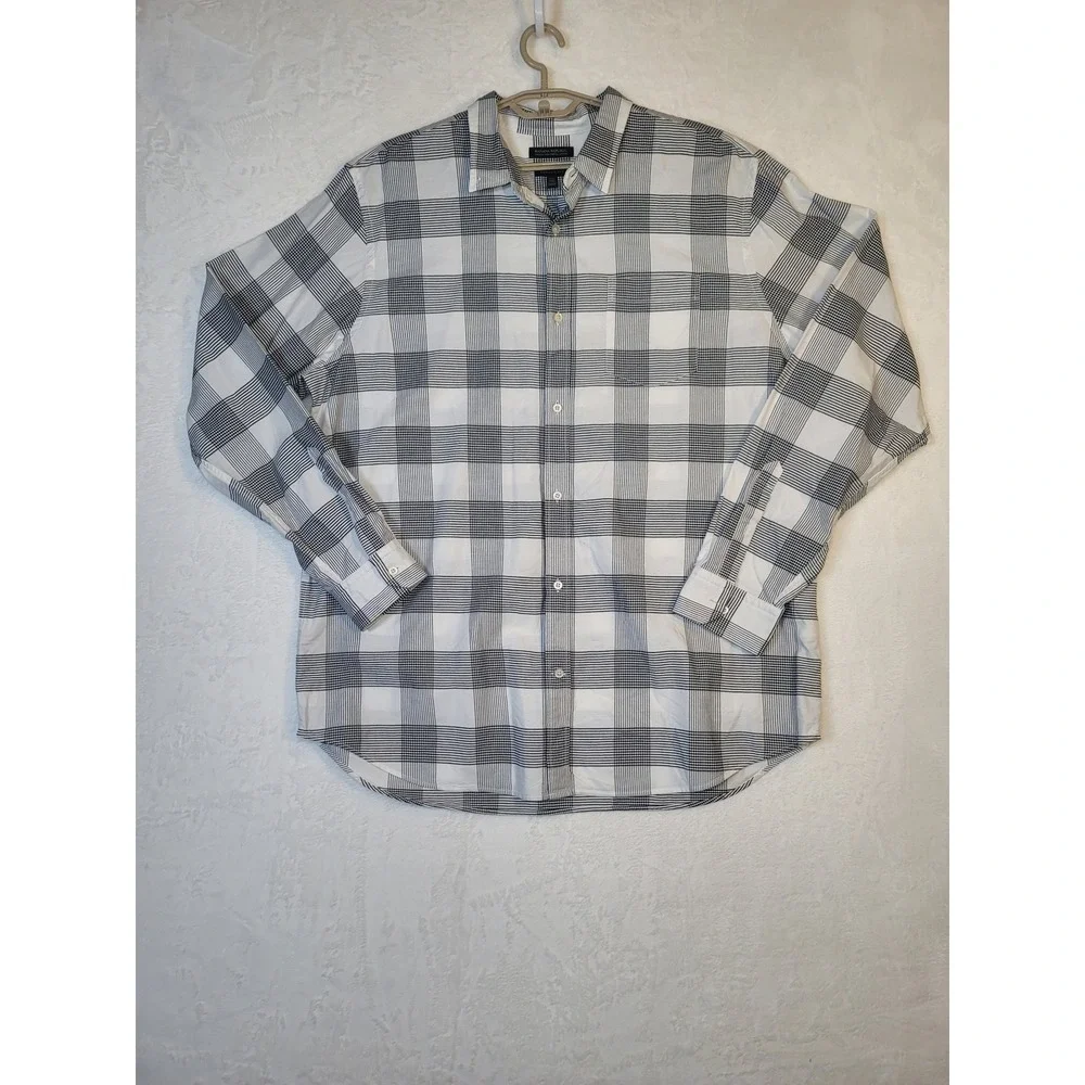 Banana Republic Camden Fit Plaid Cotton Oxford Shirt Western Preppy Mens 2X Tall